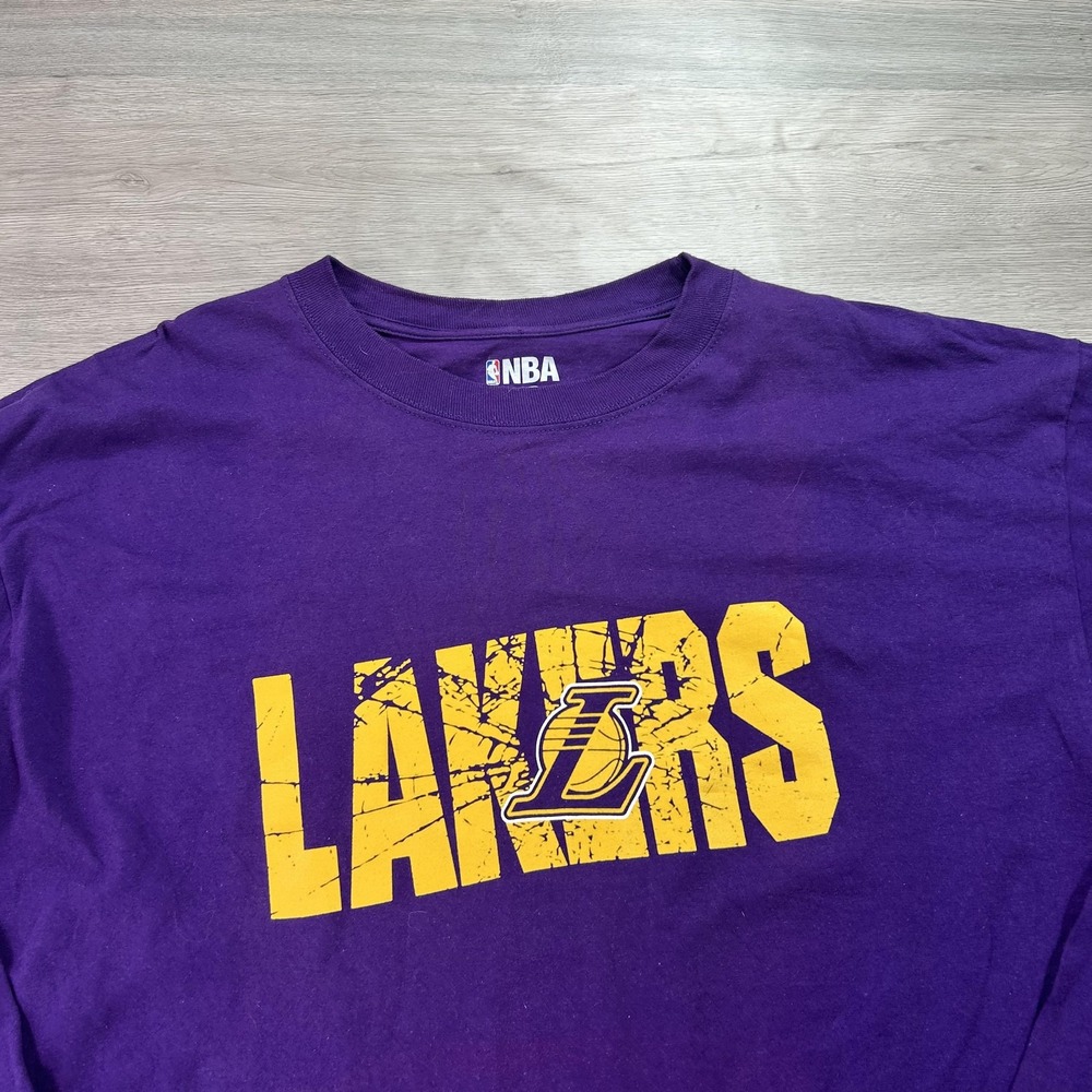 Los Angeles Lakers Shirt Mens XL Purple NBA Basketball Long Sleeve Tee Cotton - Picture 3 of 9